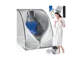 tectake® Mobile Dampfsauna, 2 Liter Dampfgenerator mit 1000 W, Stecksystem, mit Aufbewahrungsfach, inkl. Fernbedienung, Matte, Klappstuhl und Tragetasche