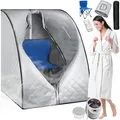 tectake® tragbare Dampfsauna für Zuhause mit 15 Temperaturmodi und Timer, Sauna Zelt für Zuhause, Zeltsauna mit Ofen/Dampfgenerator, Mini Sauna, Wellness für Zuhause, Heimsauna - Silbergrau