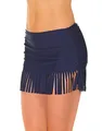 Aquarti Damen Bikinihose mit Rock Seitliche Raffung, Farbe: Dunkelblau, Größe: 42