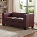 2er Sofa Couch Loungesofa Lille Kunstleder, rot-braun
