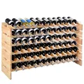 COSTWAY Weinregal Holz stapelbar, Flaschenregal für 72 Flaschen, Weinständer mit 6 Ebenen, Holzregal, Flaschenständer für Küche, Esszimmer, Bar, Keller, 119 x 29 x 72 cm