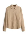 OPUS Damen Langarmbluse | FELOUR Regular Hemdbluse in Wildlederoptik Macadamia, 40