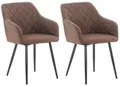 2er Set Esszimmerstuhl Shila Stoff braun