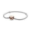 Pandora Rose 580719 Schlangen-Gliederarmband mit Herz-Verschluss 19 cm