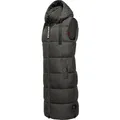 Navahoo Steppweste Schnuffelchen (1-tlg) warme Damen Outdoor-Weste lang mit Kapuze grau XS (34)