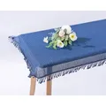 texpot Tischdecke mit Fransen Weichschaum wetterfest rutschfest PVC (1-tlg) blau Rund | 160 cm x 160 cm