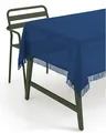 texpot Gartentischdecke 160 cm rund Blau mit Fransen wetterfest geschäumt rutschfest