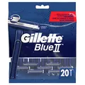 Gillette Blue II Einwegrasierer Männer, 20 Rasierer mit 2-Fach Klinge, Nassrasierer mit Fixiertem Klingenkopf