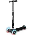 KINNAZ Cityroller Sicherer faltbarer Kinderroller von 5 bis 12 Jahre mit LED-Rädern, (Kinderroller, Kinnaz Two), Händler aus Hamburg schwarz