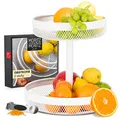 Moritz & Moritz Obstständer aus weißem Metall - Obstschale modern weiß - Obstkorb Etagere weiß
