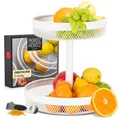 Obst Etagere Weiß 2stöckig  Elegante Obstkorb Etagere aus Metall zur Aufbewah...