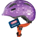 ABUS Kinderhelm Smiley 2.0 - Robuster Fahrradhelm für Mädchen und Jungs - Lila mit Eulenmuster, Größe M