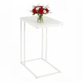 Relaxdays Beistelltisch, HxBxT: 64 x 50 x 35 cm, MDF, Eisen, C-Form, Sofatisch zum Unterschieben, Wohnzimmer, weiß