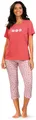 Damen Schlafanzug Pyjama COMTESSA 7/8 Hose 100% Baumwolle Jersey pink Gr.50 NEU