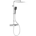 Schütte Überkopfbrauseset Ocean, Anthrazit, Chrom, Glas, Metall, 3-teilig, 35x120x57.7 cm, Badezimmer, Baden & Duschen, Duscharmaturen