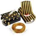 50Stk Geschenkbox Klein Karton Box Set Gold & Schwarz mit Anhänger & Schnur -