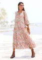 Maxikleid, mit Alloverprint und Volants, langärmlig, Druckkleid, casual-chic, Gr. 34 - N-Gr, bunt bedruckt N-Gr