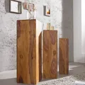 Design Dekoration Säule 3er Set MAKASSAR 80cm Sheesham Stone Finish Handmade