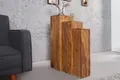 3er Set Beistelltische Säulen massives Holz dekorativ eckig Ablage Wohnzimmer Fl