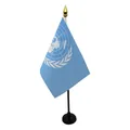 AZ FLAG - Tischflagge Vereinte Nationen Uno - 15x10 cm Goldene Splitze - United Nations Tischfahne 10 x 15 Cm - Flaggen