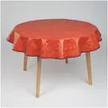 laro Tischdecke 140cm runde Wachstuchtischdecke Saum-Eingefasst Leinenoptik Rot Orange rot