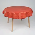 laro 140cm runde Wachstuch Tischdecke abwaschbar Wachstuchtischdecke mit Saum-Eingefasst-Paspelband, Muster:Leinenoptik Rot Orange, Größe: Rund 140cm
