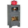 Kaminofen mit Backfach und Herdplatte Ever 2 Holzofen 7,85 kW Kamin Ofen Holz Werkstattofen Hüttenofen Heizofen - Schwarz
