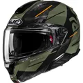 Motorrad Helm M - HJC RPHA 91 Blat Klapphelm - schwarz-olivgrün-orange