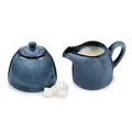 Sänger | Milch und Zucker Set Darwin 3 TLG, Zuckerdose und Milchkännchen Set Steingut, Zuckerdose mit Deckel und Milchkanne, Milchbehälter und Zuckerdosierer, Zuckerbehälter Blau | Premium Collection