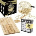Bingo Spiel Trommel XXL Gold  75 Kugeln, 18 Wiederverwendbare Bingokarten + 5...
