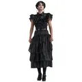 CHAKS Hexen-Kostüm Kostüm 'Wednesday' für Damen, Ballkleid Rabenball schwarz XS