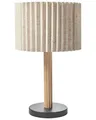 Moderne Tischleuchte mit Leinen-Schirm Schreibtischleuchte mattschwarz beige Bel