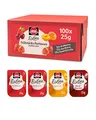 Schwartau Extra Portionen Mix-Box, Konfitüre Portionsschalen (50 x Erdbeere, 25 x Aprikose, 25 x Sauerkirsche), Großpackung, 100 x 25g