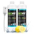 BiOHY Allzweckreiniger (2 x 1L) + Dosierer | Bodenreiniger Konzentrat für Parkett, Fliesen & Hartböden | Reiniger für Wischroboter, Saugwischer & Saugroboter | Schaumarmes, ergiebiges Reinigungsmittel