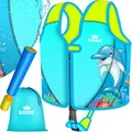 KIDIZ® Schwimmweste Kinder L 5-9 Jahre | Schwimmhilfe Jungen & Mädchen Badeweste Babys & Kleinkinder | Float Jacket Klettverschluss | Badeweste Neopren mit Wasserpistole | Sicherheitsgurt verstellbar