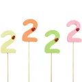 Zahlenstecker Holz 2 Geburtstag Blumen Deko Pflanzenstecker 16 Stk, 16 Stück