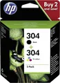 HP Druckerpatrone HP 304 Combo Pack Schwarz + Farbpatronen Tintenpatrone B Ware