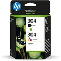 HP 304 Tri-colour and Black Original Ink Cartridge 3JB05AE, 2 Count (Pack of 1) 