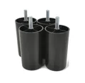 4x Füße aus Kunststoff Beine Möbelgleiterfuß Möbelfüße Möbelbeine Schrank Beine schwarz Plastik Höhe 9 cm mit Gewindestift M8x25mm [25R5090]