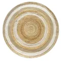Jute Teppich Runden, Cairp,100% Weiß und Natur, Jutefaser Handgewebt, Weiche...