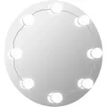 vidaXL Wandspiegel mit LED-Beleuchtung Rund Glas 3078639