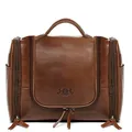 SID & VAIN große Hänge-Kulturtasche echt Leder - Kulturbeutel Dexter - Waschbeutel zum Aufhängen - Leder-Waschtasche Herren und Damen braun handgefertigt