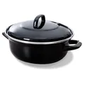 BK Fortalit Induktionsfähiger Topf aus emailliertem Stahl, 20 cm/1,4 l, mit Deckel, Backofen- und Bratensicherheit bis 230 °C, spülmaschinenfest, PFAS-frei, schwarz