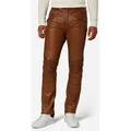 RICANO Lederhose Franklin Lederjeans mit Bikerapplikationen im 5-Pocket-Stil braun 33