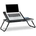Relaxdays Laptoptisch fürs Bett schwarz Schwarz