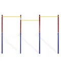 ZERRO Reckstange Outdoor Turnreck bis 150kg belastbar, Höhenverstellbar Dreifache Turnstange Outdoor, rot-blau