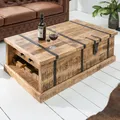 Massivholz Couchtisch BODEGA 100cm Mangoholz Hausbar Truhe Wohnzimmertisch
