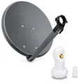 Premium X Camping Sat Anlage 45cm Digital Satelliten-Schüssel Spiegel Antenne mit Universal Single LNB 4K Satelliten-Komplettanlage