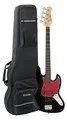 Rocktile Pro JB-30BK 70's Deluxe E-Bass Set - Jazz-Style E-Bass - Body: Pappel - Hals: Ahorn - Griffbrett: Engineered Wood - 2 Single-Coil Tonabnehmer - inkl. Leichtkoffer - Schwarz