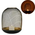 Windlicht Caedmon 33cm, Metalllaterne schwarz-gold im Netzdesign